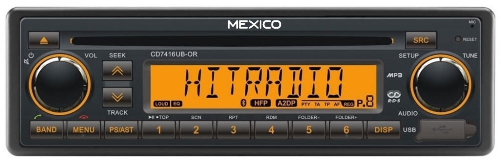 MEXICO INSPIRED CD7416UBOR CD PLAYER BLUETOOTH 1-DIN CAR RADIO